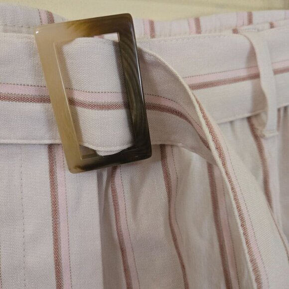 J. Jill Linen Stretch Jenna Wide Leg Crop Linen Blend Ivory Striped Pants Size M - Picture 4 of 7